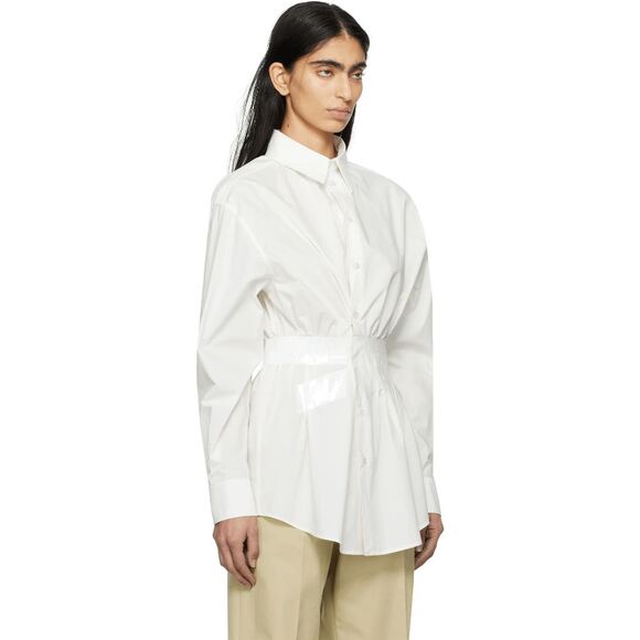 MM6 Maison Margiela Off-White Cotton Poplin Taped Shirt US 6 $745 - Picture 1 of 12